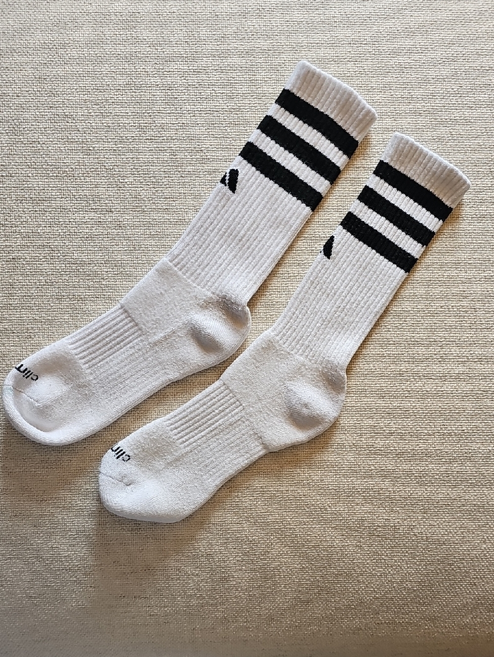 adidas Originals White Crew Socks with Black Stripe Accents
